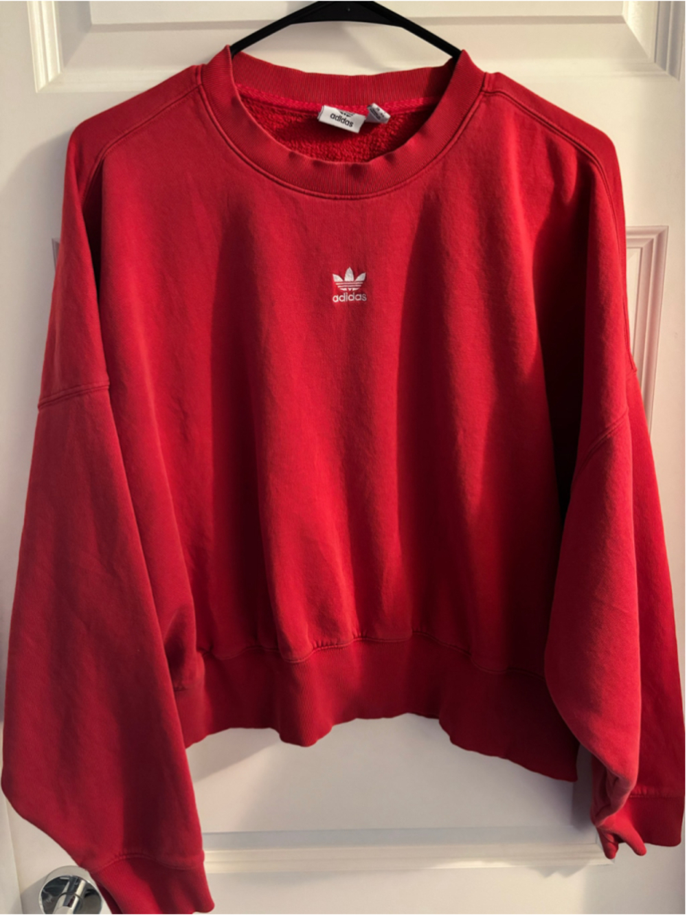 Adidas Originals Adicolor Essentials Cropped Crewneck Sweatshirt Red Small